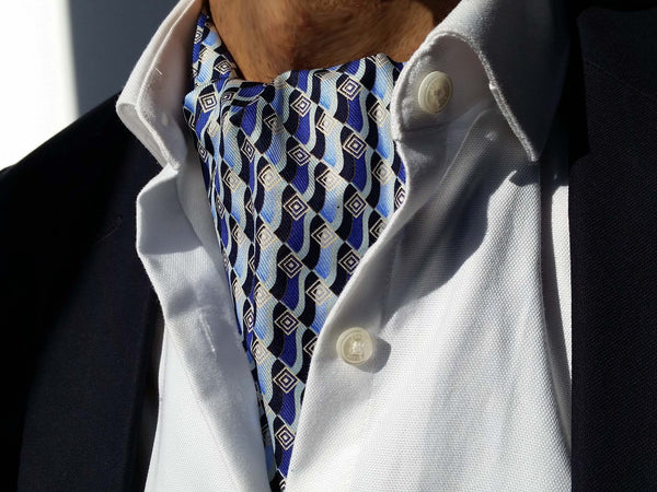 Silk Ascot Tie For Sale Blue Paisley