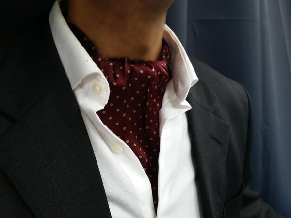 ascot tie for sale burgundy dots essex 