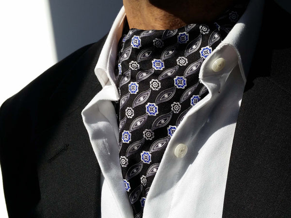 Ascots For Sale - Black Silk Ascot Tie For Men