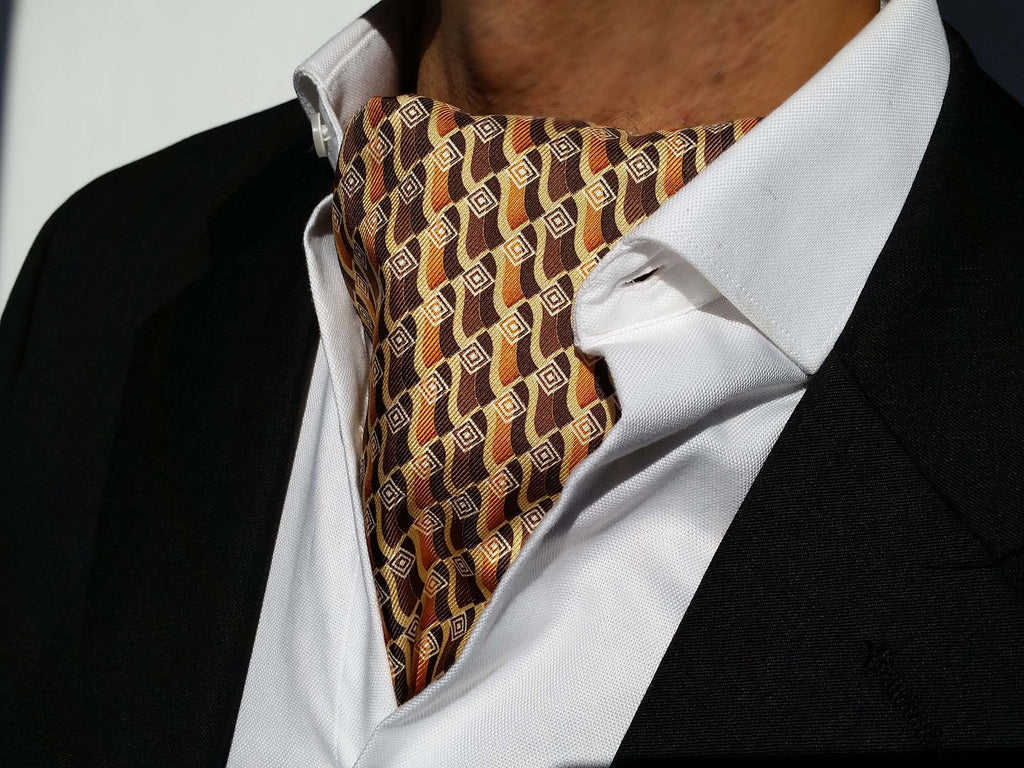 Ascots For Sale - Brown Silk Ascot Tie For Sale